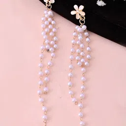 DressBerry Gold-Plated Artificial Beaded Floral Drop Earrings-21