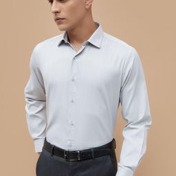 CODE by Lifestyle Striped Spread Collar Cotton Formal Shirt-image-76