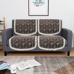 Kuber Industries Brown & Gold-Toned 4 Pieces Printed 2 Seater Sofa Cover-21