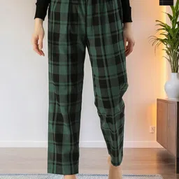 Kryptic Pack Of 2 Checked Pure Cotton Mid-Rise Lounge Pants-image-41