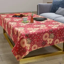 LooMantha Maroon & Cream-Coloured Floral Printed Waterproof 2-Seater Table Cover-10