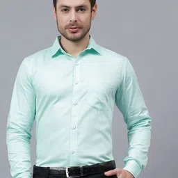 Vida Loca India Slim Fit Geometric Self Design Cotton Formal Shirt-image-98