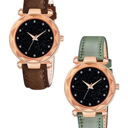 Gopal Shopcart Unisex Pack Of 2 Embellished Dial Analogue Watch GR379RG 12D BRO Vel GRE L-image-90