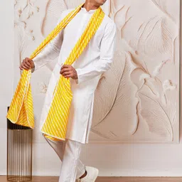 VASTRAMAY Men Regular Pure Cotton Kurta with Pyjamas & With Dupatta image 4