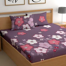 CG HOMES Purple 210 TC King Bedsheet with 2 Pillow Covers-image-86