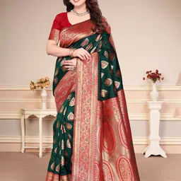 SUPERLAXMI Women Woven Design Zari Banarasi Saree-image-20