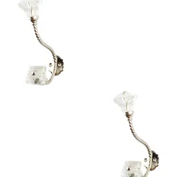 IndianShelf Silver-Toned & White 2 Pieces Glass Square Cut Wall Hook-image-32
