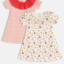 MINI KLUB Girls Pack Of 2 Floral Print Ruffled Cotton A-Line Dress-image-13