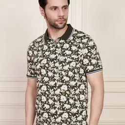 Austin wood Men Printed Polo Collar Monochrome Pockets T-shirt-picture-5