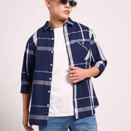 SF JEANS by Pantaloons Men Slim Fit Horizontal Stripes Opaque Casual Shirt-image-84