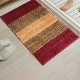Aura Maroon & Brown Striped Anti-Skid Bath Rugs-image-28