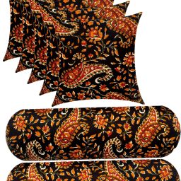 Combo Set of 5 Cushion And 2 Bolster Microfibre Floral Sleeping Pillow Pack of 7-image-85