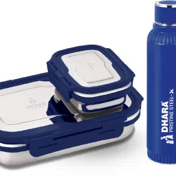Quench Bottle 700ml Royal Blue & Blaze Lunch Box 900ml + 200ml Navy Blue 2 Containers Lunch Box-image-89