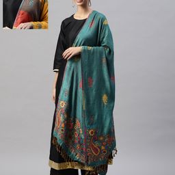 WEAVERS VILLA Women Sea Green Woven Design Stole-image-84