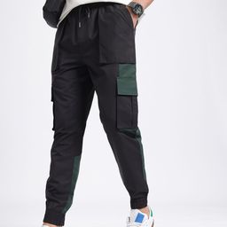 glitchez Men Relaxed Drip Colourblock Cargo-Style Joggers-image-47