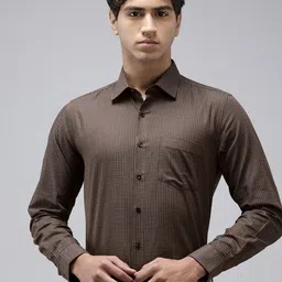 Van Heusen Pure Cotton Slim Fit Grid Tattersall Checked Formal Shirt-picture-9