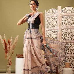 Silk Land Madhubani Printed Ready To Wear Chanderi Saree-34
