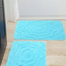 Saral Home Set of 2 Turquoise Blue Bath Rug & Contour-49