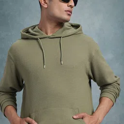 The Roadster Life Co. Men Hooded Waffle Weave Relaxed Fit T-shirt-image-47