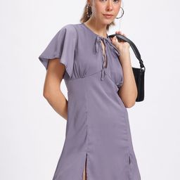 glitchez Sleek Slit Tie-Up Empire Mini Dress-image-13