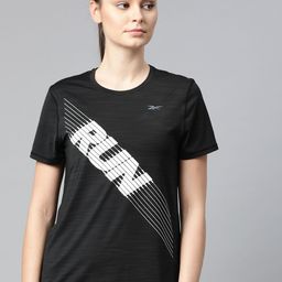 Reebok Women Black One Series SS Activchill Slim Fit Printed Running T-Shirt-image-14