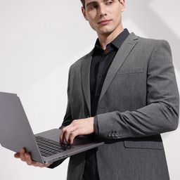 INVICTUS Slim Fit Notched Lapel Self Design Single Breasted Smart Casual Blazer-picture-31