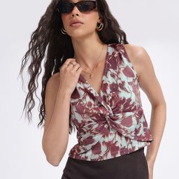 glitchez Abstract Blooms Twisted Crinkled Top-image-36