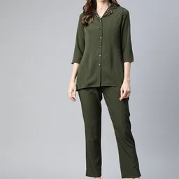 Cottinfab Women Embellished Collar Shirt with Trousers-picture-25