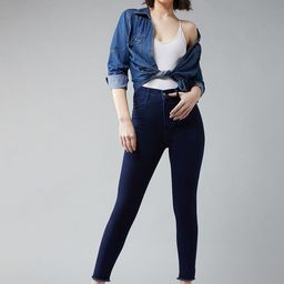 Roadster Women Skinny High Rise Fringed Hemline Stretchable Denim Jeans-picture-45
