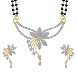 DEGHLAM Stones Studded & Beaded Mangalsutra With Earrings-image-13
