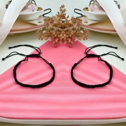 Sanjog Pack of 2 Black Thread Wraparound Bracelets-36