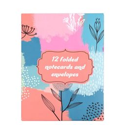 Doodle Set Of 12 Green & Pink Printed Notecards With Envelops image 3