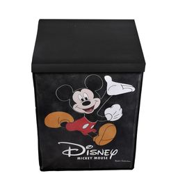 Kuber Industries Set Of 2 Black & Yellow Mickey Mouse Printed Foldable Storage Baskets image 3