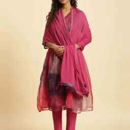 W Pink Plain Dupatta-39