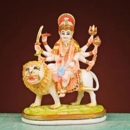 Ekaa Handicrafts Goddess Durga Idol Sitting On Lion Hand Painted-37