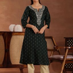 Libas Thread Work Embroidered Ethnic Motifs Straight Kurta-39