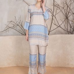 SANASH Collections Motifs Printed Tunic With Trousers Co-Ords Set-image-26