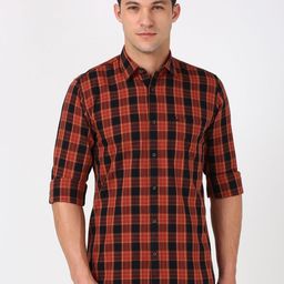 Peter England Casuals Men Slim Fit Tartan Checks Opaque Checked Casual Shirt-picture-27