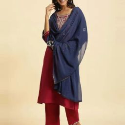 W Blue Embellished Dupatta-36
