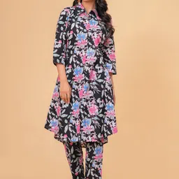 Chandbaali Women Rayon Printed Kurta & Trousers Co-Ords-picture-11