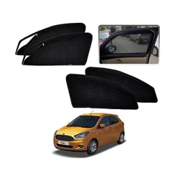 Auto Pearl Black Zipper Magnetic Window Car Curtains for Figo (Pack of 4 Pcs)-21