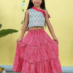 Here&Now X Kinder Kids Girls Ready to Wear Cotton Lehenga With Top-13