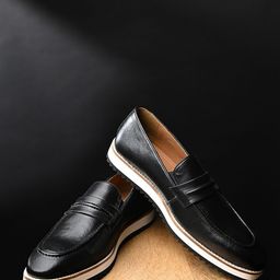 LOUIS STITCH Men Jet Black Smart Casual Ultra Lightweight Moccasin Shoes-image-45