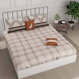 Nautica West Port Brown & Choco 100% Cotton 250 TC King Bed Size With Pillow Covers-image-6