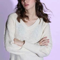 Vero Moda Off White Self Design Pullover-42