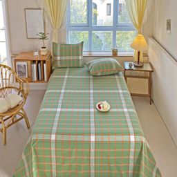 JC HOME Green & Orange Geometric King Bedsheet with 2 Pillow Covers-image-87