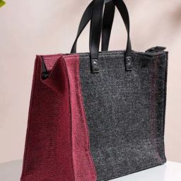 Nestasia Black And Red Eco-Friendly Multipurpose Zippered Jute Waterproof Lunch Bag (15 X 10 Inch)-10