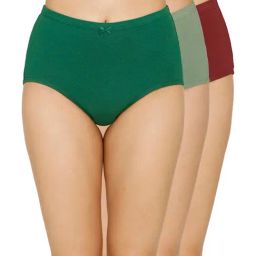 Amante Green & Brown Full Brief Panties - Pack Of 3-image-24
