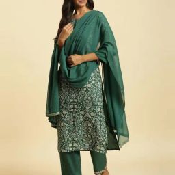 W Green Plain Dupatta-79