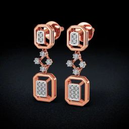 Joyalukkas 18k Gold Shimmered Inspired Diamond Drop Earrings-image-11